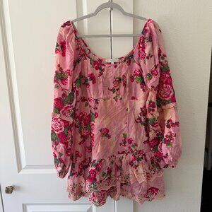 LoveShackFancy Pink Floral Dress, Size 10